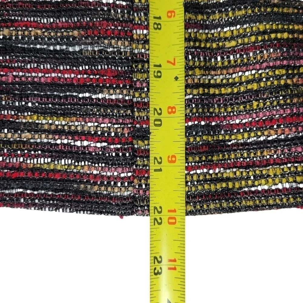 Kasper ASL Blazer Size 10P Multi Color Black Trim Textured Open Front Pockets